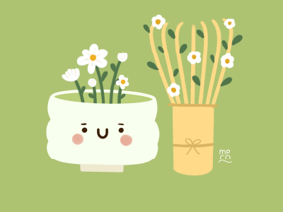 Matcha Bloom art bamboo beverage bloom bowl branding daisy design floral flower graphic design green happy illustration matcha minimalist nature procreate tea vector