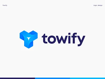 Towify Logo 3d logo branding custom flower identity isometry letter t lettering logo logotype mark startup symbol turbine typography