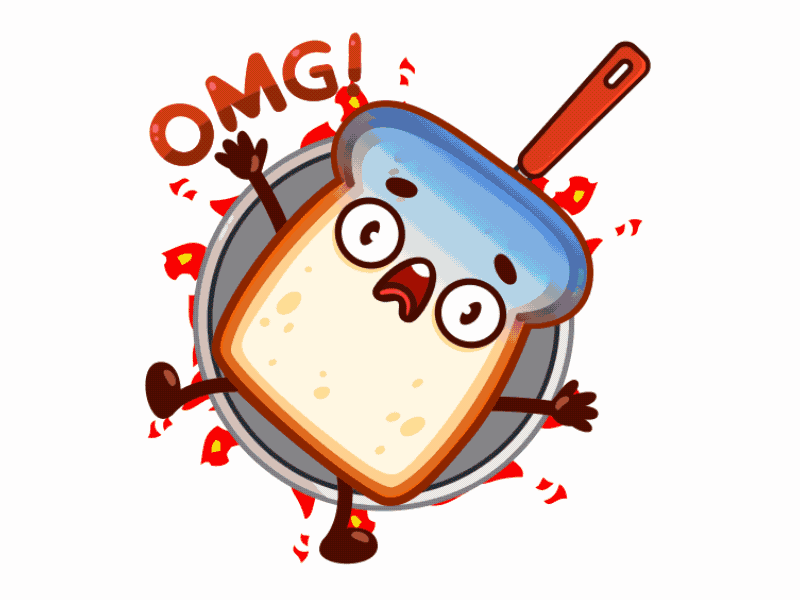 Bread Brad - Animated Stickers for Telegram App aftereeffects animation bacon breackfst bread break character cute design emoji facebook gif instagram json lottie motion social sticker telegram youtube