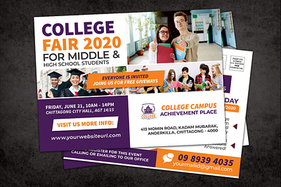 College Fair Eddm Postcard Templates admission admission eddm advertisement career college eddm eddm postcard design eddm postcard templates design education education tour event exhibition happy holidays high school postcard school and college eddm