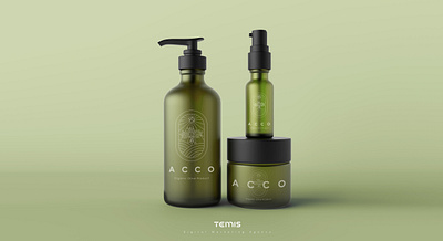 Cosmetic Packaging for Acco brand branding cosmetic cosmetic logo cosmetic mockup cosmetic packaging cosmetics cosmetics logo design digital digital art green illustration logo logo design logodesign logos nature olive