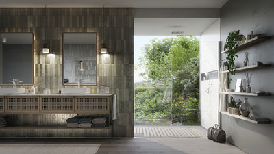 Luxurious bathroom with greenery breaking inside 3d 3d artist architecture archviz archviz interior artist bathroom bathroom design corona render design furniture furniture design furniture store interior interior design interior designs render rendering visualisation visualization