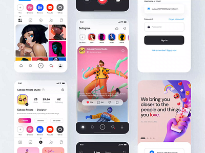 Instagram App Redesign Part-3 2020 animated app application clean concept concept design design figma icons instagram instagram post mobile redesign sign in social media ui ux