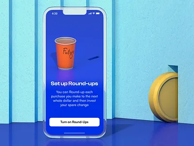 STRS Round-ups Investments 3d animation app app design bank banking c4d cinema 4d coins finance fintech illustration interface investments ios motion graphics rounds ui ux