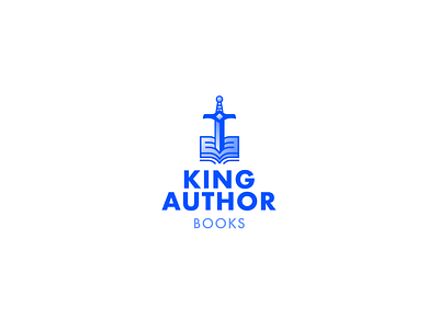 King Author Books Logo Proposal #2 blue book branding design gradient icon illustration king arthur logo minimalistic modern modern logo publishing simple sword