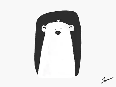 Bearly Awake bear black and white blackandwhite cute drawing illustration polar bear polarbear
