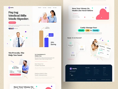 MedPay - Medical Payment billing bills doctors finance fintech health healthcare landing page medical medical bills pay pay bills payment payment gateways savings wallet web web design website withdrawal