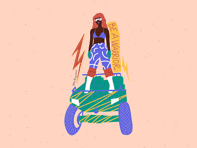Be a warrior - Strong women illustration art artwork black women colorful design female girl girl power illustration painting quote strong strong women woman woman illustration women women empowerment
