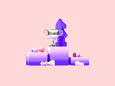 Flux Academy: Strategy Equals Success 3d branding c4d chess clean design illustration pink playful purple strategy success ui ux