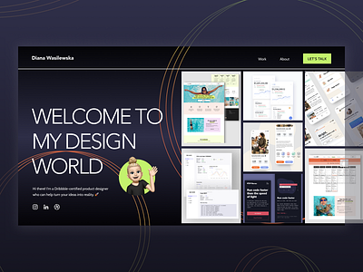 Design portfolio landing page creative design dark mode design portfolio graphic design home page landing page minimal minimal design minimalism portfolio product design ui user interface ux ux design web design website