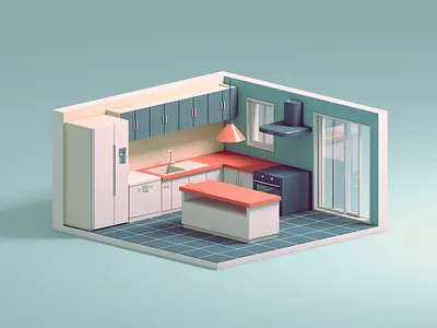 Kitchen Construction 3d animation architecture c4d character characterdesign cinema4d construction design illustration interior isometric kitchen