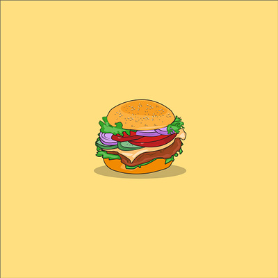 Burger Illustration | Flat vector animation branding burgers design flat design food illustration icons illustration minimal outline simple vector vector art web