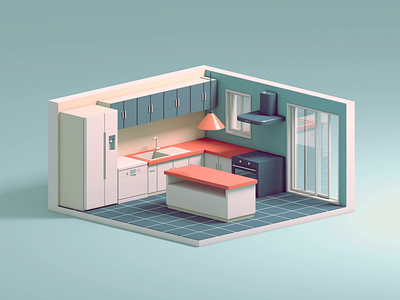 Kitchen Construction 3d animation architecture c4d character characterdesign cinema4d construction design illustration interior isometric kitchen