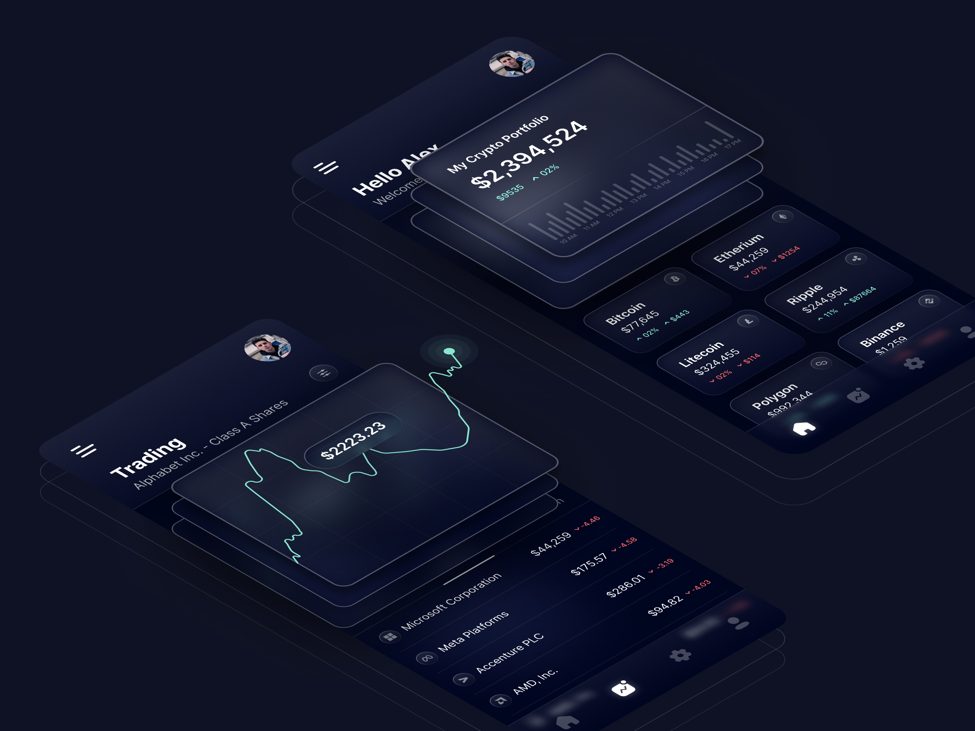 Stock Market App | Dark Theme android app design app dark theme design interface minimal mobile mobile app design mobile apps mobile ui mobileappdesign product ui product ux ux ui design uxui uxuidesign