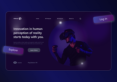 VRWorld Landing Page 3d animation app ar augmented branding design graphic design illustration logo motion graphics reality typography ui ux vector virtual vr