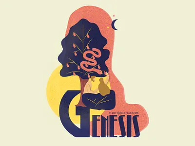 #1 Bible book - Genesis adam and eve bible colour design forbidden fruit genesis god illustration jesus christ life magazine man serpent texture tree vector woman