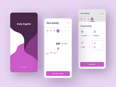 Daily English App app design calendar calendar ui clean ui daily ui design information architecture interface interface design ios design learning app learning english learning platform like mobile app mobile ui ui ui design ux