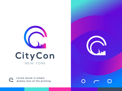 CityCon Modern Logo design abstract logo app icon brand identity branding branding design citycon creative logo gradient logo logo modern logo