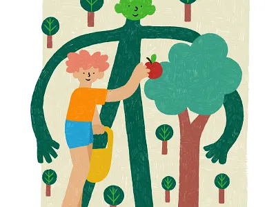 Apple Pickin' character design characterdesign childrens art design drawing illustration nature
