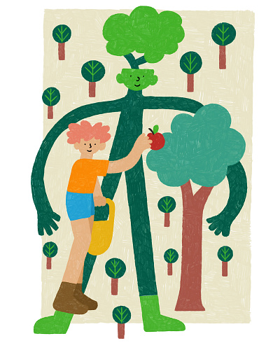 Apple Pickin' character design characterdesign childrens art design drawing illustration nature