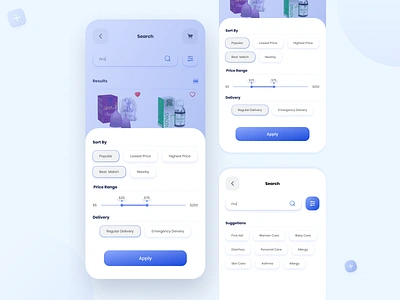 Search Filter ~~ Online Medicine Delivery App Design app design app designer app ui design filter filter design gradient medicine app design minimal ui design modern ui design online medicine app pharmacy app design product design search search and sorting search filter search page design search screen search screen design web design zobayer