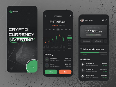 Crypto investing - Mobile app app app design crypto cryptocurrency finance finance app mobile app mobile app design mobile design mobile ui wallet