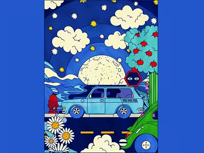 VW Variant car colorful hippie illustration variant vector volkswagen vw