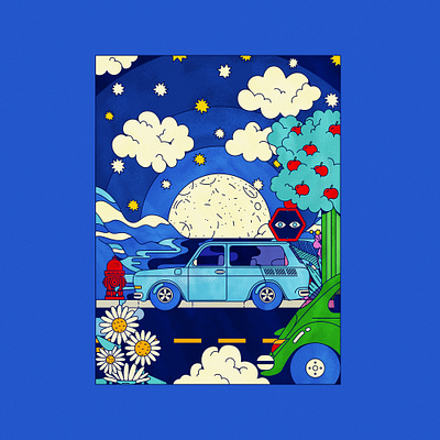 VW Variant car colorful hippie illustration variant vector volkswagen vw