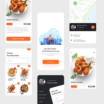 Food Delivery Mobile App app design clean colorful cook cooking food and drink food app food delivery food order food order app food ordering food truck food ui minimal mobile ui order resturent ui simple simple ui uiux