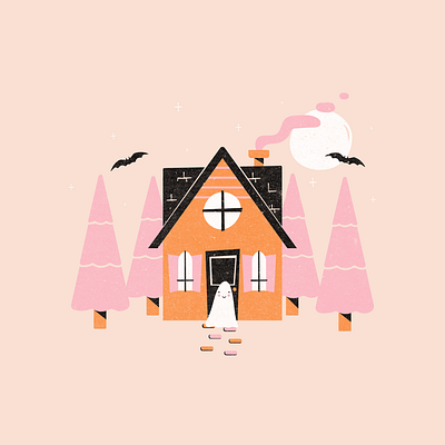 Cabin in the Woods ghost halloween illustration inktober inktober2020 vectober vector