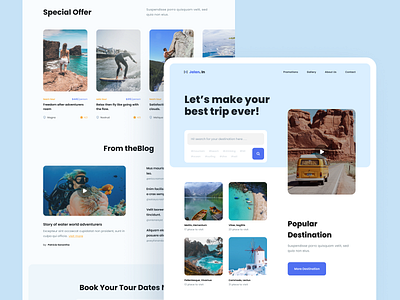 Jalanin - Travel Landing Page beach booking clean destination home homepage hotel landing page minimal summer travel trip ui web design website