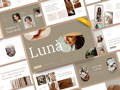 FREE Lunà - Creative Fashion Google Slide Template aesthetic modern branding clean company corporate creative proposal design fashion google slide graphic design illustration modern motion graphics multipurpose proposal slide template template theme google ui website