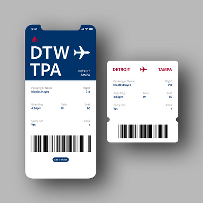 Daily UI 024 - "Boarding Pass" 024 airlines app boarding pass boardingpass daily ui daily ui challenge dailyui dailyuichallenge delta design ios ticket ui