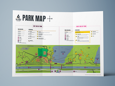 The Forge Park Map adventure park attractions bouldering directions facilities illustration key legend map mountain biking parking print design pump track quarry signage trails wayfinding ziplining