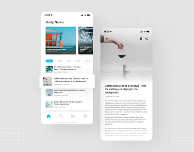 Article App Exploration - Daily UI #4 activity article clean concept dailyuichallenge dribbble app figma ios layout minimal ui ui design ux white whitespaces