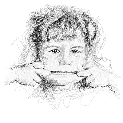 Kids illustration lineart potrait scribble