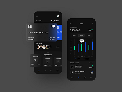 Personal Fintech app daily ui dark dark mode dark theme dark ui finance app financial app fintech fintech app invest investment mobile app mobile ui money app trading