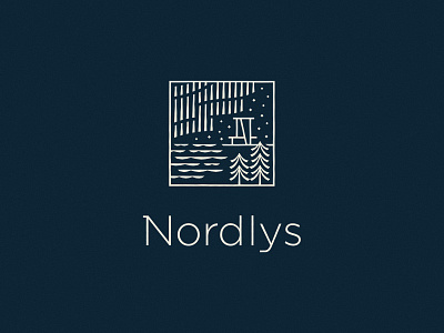 Nordlys abstract branding design hospitality icon identity illustration logo logolounge northern lights stars trees water wisconsin