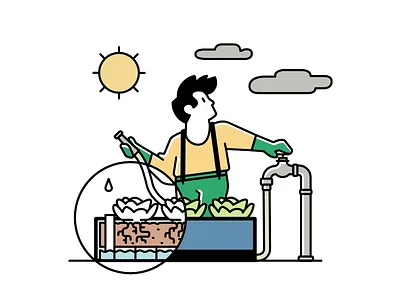 Noocity Spot Illustration character food garden grow hose illustration urban farming vegetables water weather