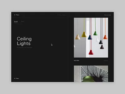 illuminate - Product Search Transition concept design digital interiors minimal responsive scroll search ui ux website