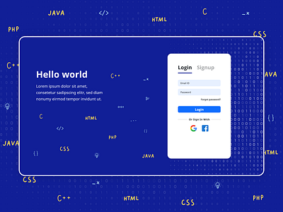 Login Page for Coding App Concept adobe xd coding coding app login login page login ui programming signup ui design ui ux design ui ux web webpage login