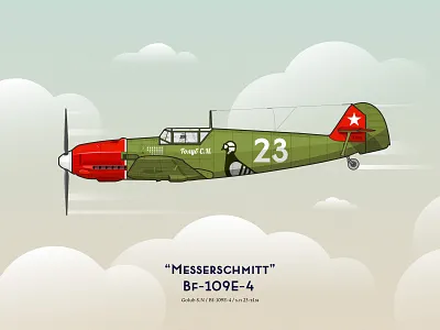 "Messerschmitt" Bf-109E-4 *captured drawing fly illustration illustrations illustrator line lineart messerschmitt plane vector