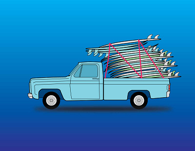 surfer pickup truck design illustration illustrations lineart vector vector illustration