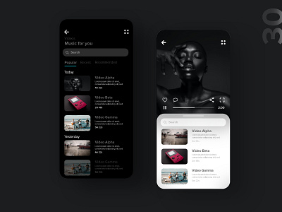 30 Music videos app adobexd app dailychallenge design detail mobile music music art music player player ui uxdaily video