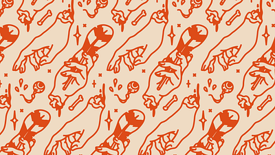Spooky Hand Pattern feather halloween hand hands horror illustration minimal pattern spooky surface design