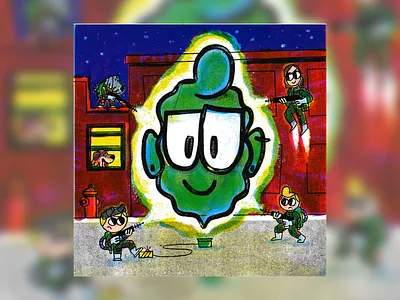 Family Portrait characters family ghost ghostbusters halftone illustration procreatedrawing