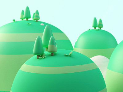 Green Hills 3d 3d illustration hills illustration low poly lowpoly tree