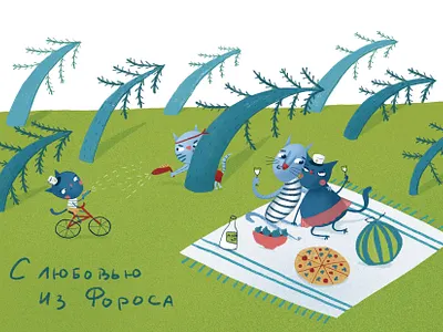 With love from Crimea cat children book children illustration illustraion illustration illustrator postcard procreateapp summer