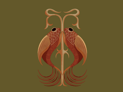 Vectober1- Fish arrow betta fish design design art designdaily fish flat flat illustration graphic illustration inktober inktober2020 mirrored photoshop texture twin vectober