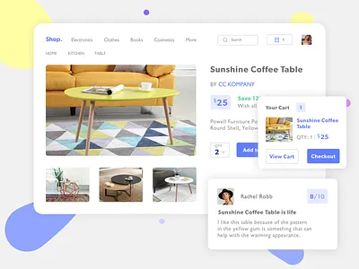 Online Store app design furniture app table ui uiux web webapp webapps yellow